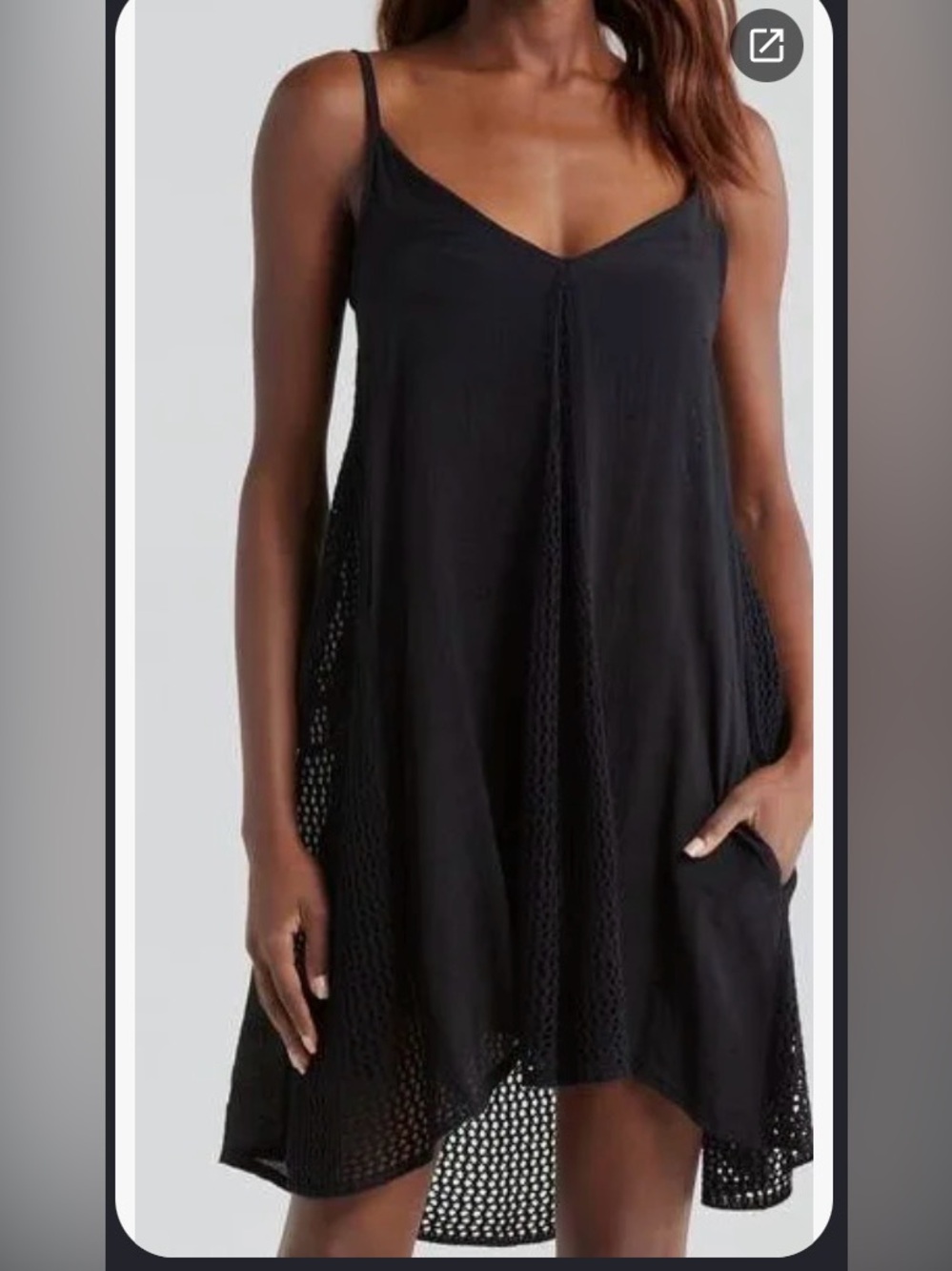 Elan Black Mesh-Panel Swim Coverup Dress